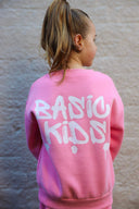 Kids Graffiti Crew Neck Sweater Pink Unisex